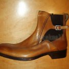 Handmade Men's Leather BROWN TAN LEATHER CHELSEA WITH SIDE BUCKLE Boots-575