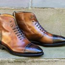 Handmade Men's Leather Shaded Brown Formal Wear High Ankle Stylish Boots-597