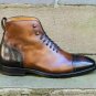 Handmade Men's Leather Shaded Brown Formal Wear High Ankle Stylish Boots-597