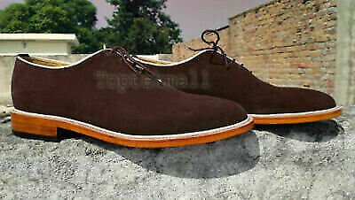 Handmade Men's Leather Brown Suede Lace Up Formal Stylish Casual Formal Shoes-54