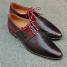 Handmade Men's Leather Oxfords Lace Up Dress Brown & Red Classic Formal Shoes-91