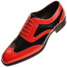 Handmade Men's Leather Oxfords Two Tone Red Black Contrast Wing Tip shoes-847