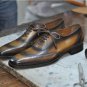 Handmade Men&acirc;��s Leather Oxfords Wingtip Tan Lace Up Dress Fashion Dress Shoes-249