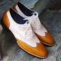 Handmade Men's Leather Oxfords Two Tone Dress Lace-up Stylish Wingtip Shoes-263
