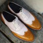 Handmade Men's Leather Oxfords Two Tone Dress Lace-up Stylish Wingtip Shoes-263