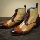 Handmade Men's Leather TWO TONE CHELSEA Toe Cap Dress Stylish Fashion Boots-578
