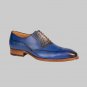 Handmade Men's Leather Oxfords Wingtip Electric Blue Dress New Fashion Shoes-86