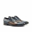Handmade Men's Leather Blue Patina laceup Oxfords Stylish Formal Dress Shoes-181