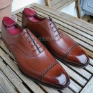 Handmade Men's Leather Oxfords Brown Dress Stylish New One Piece Formal Shoes-44
