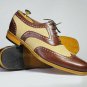 Handmade Men's Leather Oxfords Two Tone Oxford Lace-up Fashion Brogue Shoes-831