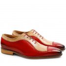 Handmade Men's Leather Oxfords Two Tone Plain Rounded Toe Party Wear Shoes-250