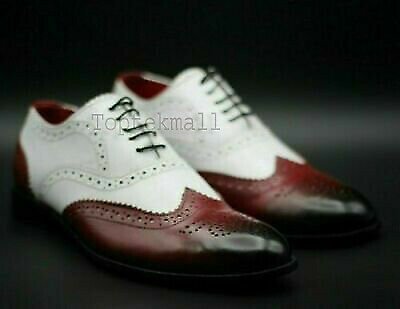 Handmade Men's Leather Formal Spectator Dress Oxfords Wingtip Stylish Shoes-87