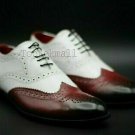 Handmade Men's Leather Formal Spectator Dress Oxfords Wingtip Stylish Shoes-87