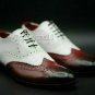 Handmade Men's Leather Formal Spectator Dress Oxfords Wingtip Stylish Shoes-87