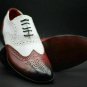 Handmade Men's Leather Formal Spectator Dress Oxfords Wingtip Stylish Shoes-87