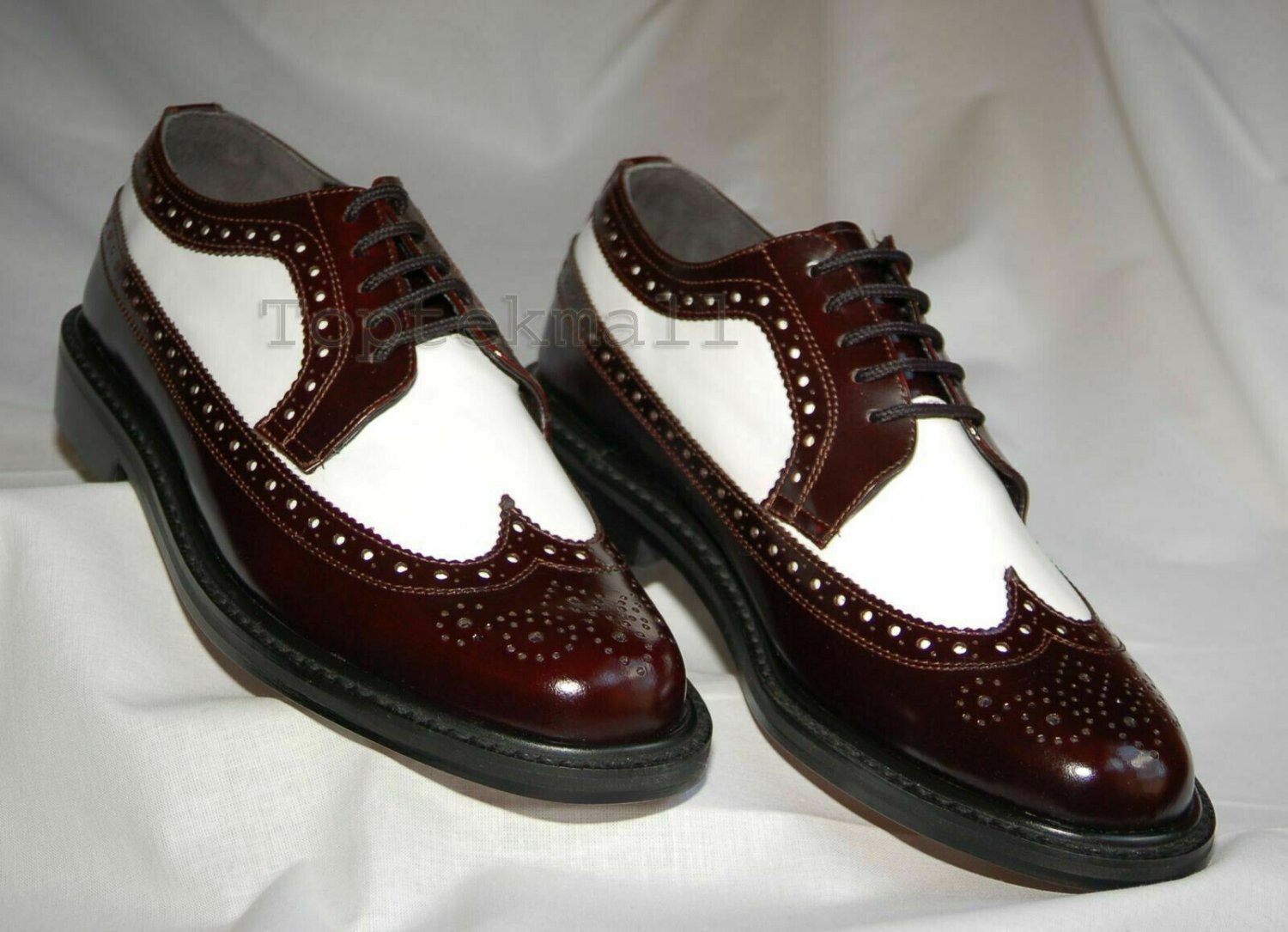 Handmade Men's Leather Wingtip Spectator Oxfords Dress Two Tone Formal Shoes-657