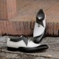Handmade Men’s Leather Oxfords Wingtip Black White Color Lace Up Dress Shoes-661