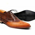 Handmade Men's Leather Brown Brogues Toe Oxfords Lace Up Men Stylish Shoes-199