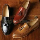 Handmade Men's Leather Tassel Loafer Slip Ons Apron Dress Formal New Shoes-206