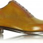 Handmade Men's Leather Oxfords Wingtip Toe Tan Brown Party Wear Dress Shoes-256