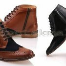 Handmade Men's Leather Fashion Two Tone TAN & BLACK Ankle High New Boots-544