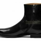 Handmade Men's Leather Black Side Zipper Ankle High Casual Wear Dress Boots-608