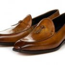 Handmade Men's Leather Loafers Brown Superb with Tassels Dress Latest Shoes-317