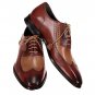 Handmade Men’s Leather Oxfords Wingtip Two Tone Brown Beige Black Sole Shoes-4