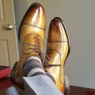 Handmade Men's Leather Oxfords Wing tip Two Tone Lace Up Formal Casual Shoes-144