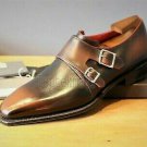 Handmade Men's Leather Double Monk Strap New Custom Made Formal Dress Shoes-170