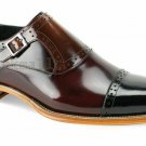 Handmade Men's Leather Monk Stylish Tan Sole Maroon Dress Formal Dress Shoes-239