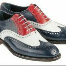 Handmade Men's New Leather Oxfords Three Tone Red Black White Premium Shoes-296