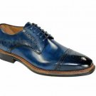 Handmade Men's Leather New Blue Patina Wingtip Toe Cap Oxfords Custom Shoes-390