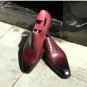 Handmade Men's Leather Oxfords Wingtip Maroon Black Dress New Lace Up Shoes-658