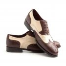 Handmade Men's Leather Oxfords Brogue Wingtip Brown Shaded New Stylish Shoes-960