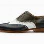 Handmade Men's Leather Three Tone Top Quality Wingtip Oxfords Brogue Shoes-980