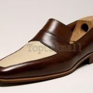 Handmade Men's Leather Two Tone Stylish Fashion Loafers & Slip Ons Shoes-1001