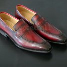 Handmade Men's Leather Fashion Dark Brown Stylish Loafers & Slip Ons shoes-1004