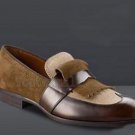Handmade Men's Leather Stylish Classic Formal Two Tone Stylish Loafers Shoes-1005