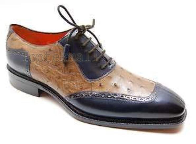 Handmade Men's Leather Two Tone Brown Loafers Slip Ons Dress Custom shoes-1049