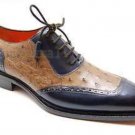 Handmade Men's Leather Two Tone Brown Loafers Slip Ons Dress Custom shoes-1049