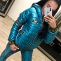 2 in 1 Winter Sport Suit Set Ski Jacket Pants Trousers Glanznylon Metallic Silve