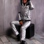 2 in 1 Winter Sport Suit Set Ski Jacket Pants Trousers Glanznylon Metallic Silve