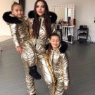 Womens Mens Metallic Ski Suit Snow Skianzug Bronze Glanznylon Glossy Outwear