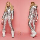 New Metallic Silver Ski Snow Suit Men Women Male Female Winter Anzug Glanz Shiny