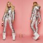 New Metallic Silver Ski Snow Suit Men Women Male Female Winter Anzug Glanz Shiny