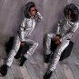 2 in 1 Winter Track Snow Suit Warm Jacket Pants Trousers Nylon Metallic Silver
