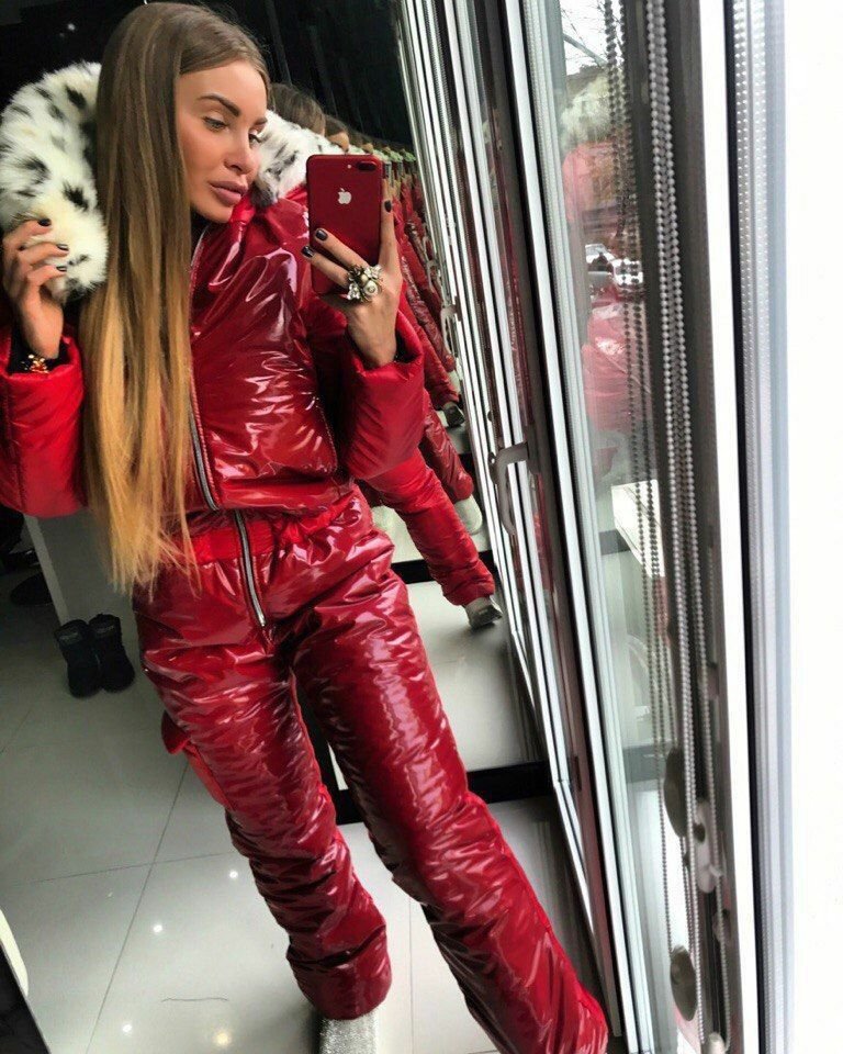 Winter Ski Suit Women Men Patent Shiny Glossy Wet Look Outwear Outfit Glanznylon