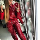 Winter Ski Suit Women Men Patent Shiny Glossy Wet Look Outwear Outfit Glanznylon