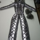 2 in 1 Mens Womens Silver Metallic Ski Suit Snow Suit Set Overall Outfit Sports